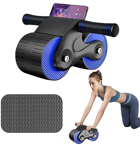 Ant Warrior Automatischem Bauchtrainer Roller, Fitness Ab Roller für core trainer,mit handyhalter und rückholfeder, Ab Roller Bauchtrainer,für reisen zu hause für fitnessübungen (Blau) (Blau)