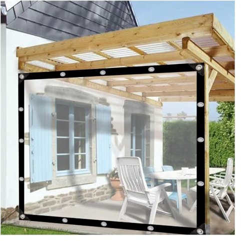 ZHZHXR wasserdichte Plane Windschutz Regenschutz,Plane Wasserdicht Transparent mit ÖSen für Terrasse,Pavillon,Terrassen,AußEnbereich (Color : Clear, Size : 2x2m(6.5x6.5ft))