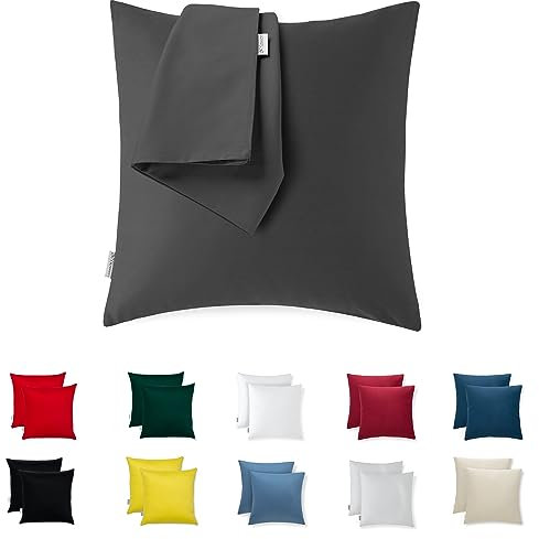 Kissenbezug 80x80 Mikrofaser Premium 2er Set Kopfkissenbezug 80 x 80 für Kissen Bett Stoff Superweicher Resistent Hypoallergen Anti-Milben Atmungsaktiv Kissenhülle mit Verdecktem Zip Voll Waschbar