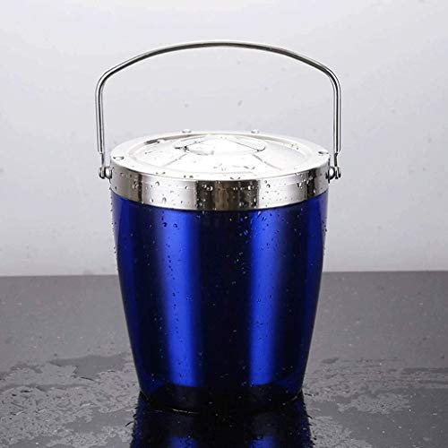 Pimex ice bucket, Ice Bucket Double-layer Mini Color Stainless Steel Small Ice Bucket Creative Insulation Storage Small Ice Bucket Coffee Shop Bar Supplies (Color : B) (B)