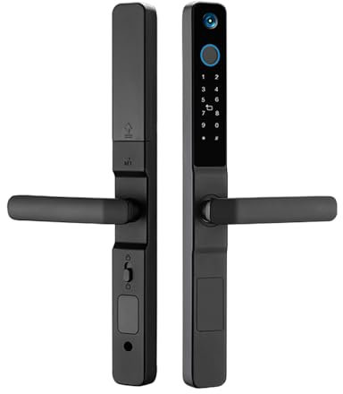 Lechnical Smart Lock with Camera Keyless Entry Door Lock Handle Ultra-thin Stainless Steel Biometric Door Lock Tuya App Remote Operation WiFi Smart Lock for 35-120mm Office Home Bedroom Door