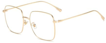 Junsika Blaulichtfilter Brille Damen Herren Klassischer Vintage Metall Quadrat Brille Ohne Sehstärke Gaming Brille