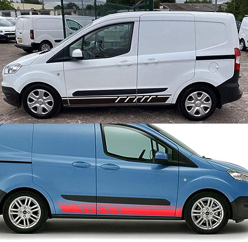 Karosserie Kofferraum Dekoration Aufkleber Taille Linien Aufkleber Tür Seitendekor Aufkleber für Ford Transit,C-Red