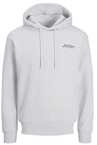 JACK & JONES Sweat à Capuche Homme avec Cordon et Logo brodé., Couleurs:Gris-Claire, Taille Chandail:M