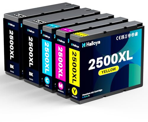 Halloya 2500XL Druckerpatronen Ersatz für Canon 2500XL Multipack kompatibel mit Canon Maxify MB5150 MB5450 MB5455 iB4150 MB5155 iB4050 MB5050 MB5350 (2 Schwarz, 1 Cyan, 1 Magenta, 1 Gelb)
