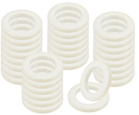 sourcing map Lot de 32 œillets de rideau ronds en plastique à l'échelle nanométrique pour rideau de fenêtre de douche, salon (beige) 3,5 cm