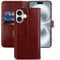 MONASAY for iPhone 16 5G wallet case,[Glass Screen Protector Included] [RFID Blocking] Flip Folio Leather Cell Phone Cover with Credit Card Holder, 6.1-inch, Burgundy