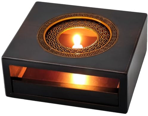 Stövchen Für Teekanne, Bambus Kaffee Teewärmer - Candle Warmer Lamp mit Teelichthalter - Hält Lange Warm für Kaffee, Tee, Milch, Lebensmittel für Zuhause Und Büro (Quadratisch)