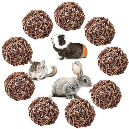9 Stück Kaubälle, Kleintiere Kauspielzeug, Natur Weidenball Spielzeug Für Kleintiere, Kaninchen Zubehör, Kaninchen Spielzeug, Hasen Zubehör, Hasen Spielzeug, Hasenspielzeug, Meerschweinchen Spielzeug