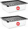 RelianceUK 2 X 30L Under bed Storage Boxes with Lids | Multipurpose Clear Plastic Storage Box With Black Lid for Home Office Kitchen Stackable Storage Boxes (30 Litre(Underbed) / 2 Pack)