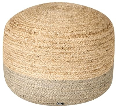 Pouf Jute beige/natürlich/taupe 50x50x40 cm Sitzhocker im Boho Stil Duki