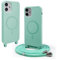 CUZZCASE Funda Magnética Compatible con iPhone 12 Pro MAX(6.7),(Compatible con MagSafe Carga Inalámbrica), Ajustable Collar Correa Silicona Carcasa-Verde Claro