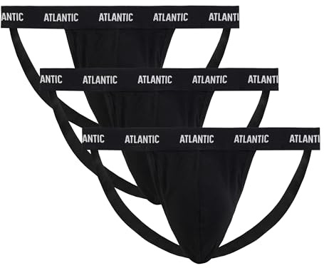 ATLANTIC UNDERWEAR 3er-Pack Herren Jockstraps – sexy Herren Unterhosen aus atmungsaktiver Baumwolle mit Elasthan, körperbetonter Schnitt & Perfekter Sitz, Schwarz M