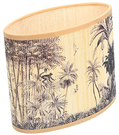 HOLIDYOYO Tropischer Rattan Lampenschirm Ovaler Lampenschirm für Tischlampe Vintage Stil Dekorative Abdeckung für Schlafzimmer und Wohnzimmer Einfache Installation für Zuhause und Hotel