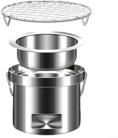 Barbecue portable en acier inoxydable - Réchaud à charbon de bois - Barbecue de camping - Petit réchaud pliable et facile à nettoyer - Réserve la chaleur - Pour pique-nique, fête, parcs