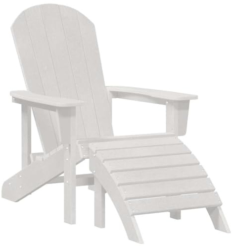 vidaXL Adirondack Chair White 74 x 82 x 92cm HDPE, Adirondack Chair, Durable Outdoor Seating, Modern Style, Comfortable Garden Furniture, Weatherproof Patio Armchair