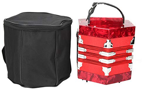 Konzertina Akkordeon, Professionell 20 Knöpfe Konzertina Akkordeon mit Bag Musical Instrument Supplies für Anfänger (Rot)