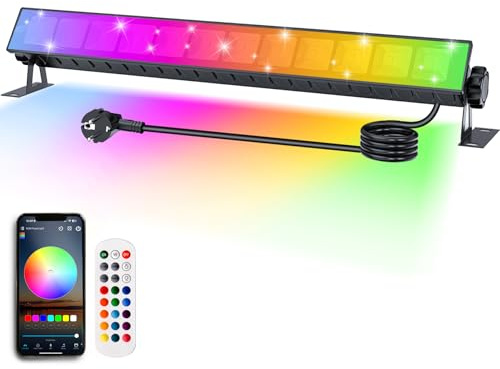 Indmird RGB LED Strahler 30W, Rgb Strahler Outdoor mit 360° Fernbedienung | Rgb Led Wallwasher Bluetooth APP IP66 Wasserdicht Rgb Strahler Outdoor Partylitcht für Garten Feiern Weihnachten Halloween
