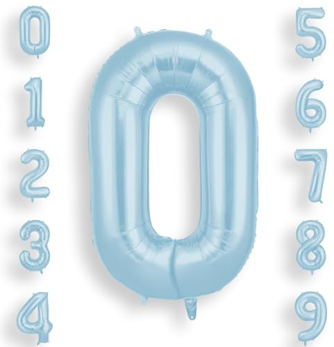 AOOSU Zahlen Luftballon Geburtstag 0 Blau, 40 Zoll Geburtstagsdeko Ballon 0, Riesige Folienballon 0 für Mädchen Jungen Geburtstagsparty Deko, Jubiläum 0 Jahre Deko