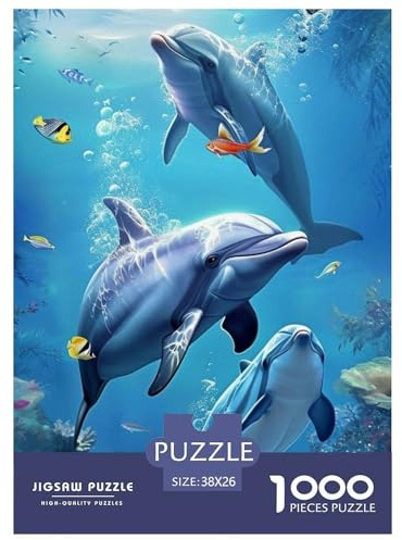 Delfin Puzzle 1000-teiliges Fantasie-Unterwasser Puzzles Lernspiel Herausforderung Spielzeug 100% Recycelter Pappe Für Erwachsene Und Kinder Ab 14 Jahren 38x26cm/1000pcs