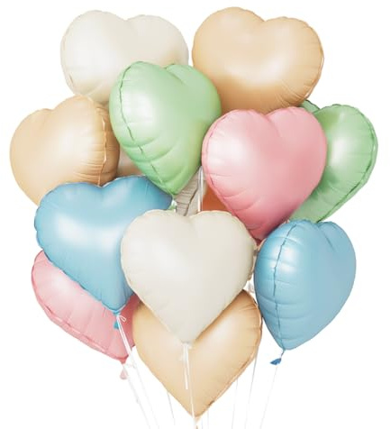 Herzluftballons, Herz Folienballon, 18 Zoll Herzballons Rosa Blau Grün Weiß, Herz Luftballons Hochzeit Helium Set, Ballons Herzform für Geburtstag,Valentinstag, Hochzeitsfeier