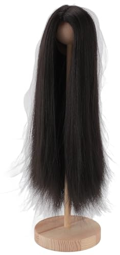 Bewinner DIY-Puppenperücke, Langes Glattes Haar aus Weichem Seidenmaterial, Ideal für 1/4-Puppen, Styling mit Lockenstab, für Puppenliebhaber (BLACK)