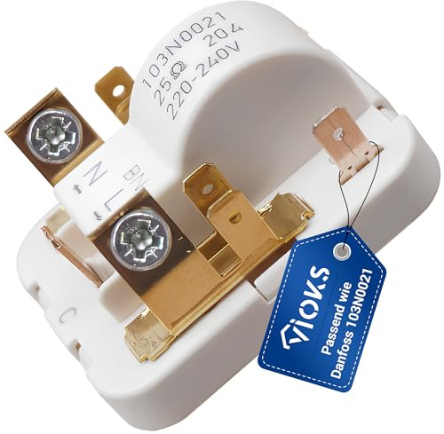 VIOKS Relè di avviamento per frigorifero Danfoss 103N0021 Bosch 00151055 | Dispositivo di avviamento relè occasionale, 4,8 mm AMP, per compressore frigorifero congelatore