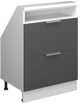 Vicco Küchenschrank für Dachschrägen R-Line, Anthrazit-Gold, 60 cm mit 2 Schubladen, zur freien Kombination innerhalb modularer Küchensysteme