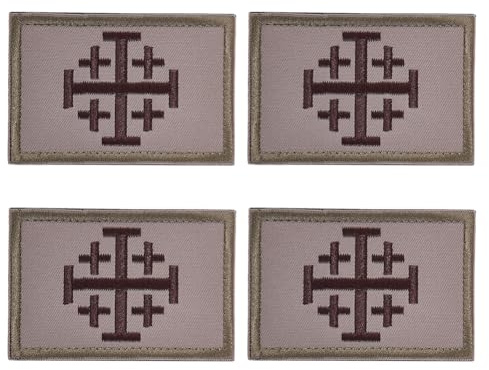 HOBBIESAY 4 Stück Ritter Templar Kreuz Flagge Patch Mittelalter Ritter Kreuzschild Stickerei Abzeichen Militär Moral Bestickter Aufnäher Taktische Militärisch Aufnäher für Kleidung Hut Jacke Rucksäck