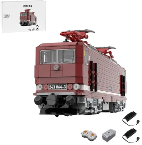 Quibuilds MOC-221512 BR243 Lokomotive Zug Klemmbausteine Set – Ferngesteuerte Lokomotive Bausteine, Modelleisenbahn Geschenk für Erwachsene (1328 Teile/Dynamische Version)