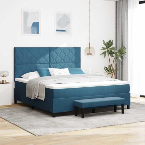 Twovex Boxspringbett Dunkelblau Samt 180x200 cm mit Matratze Bettkasten und