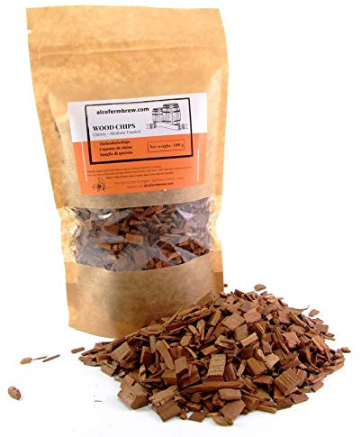 AlcoFermBrew Trucioli di Legno Ciliegia (Cherry) 100g per Vino Birra Sidro Grappa Whisky - Chips Natural