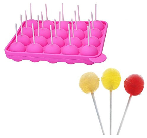 Jzhen Cake Pop Silikonform Pop Backform Aus Silikon,20 Runde Cake Pop Silikon Backform Mit,Lollipop Silikon Formen,Cake Pop Backform Für Lollipop Kuchen Für Süßigkeiten, Gelee Und Schokolade