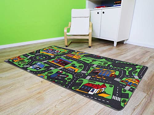 Primaflor - Ideen in Textil Kinderteppich Spielteppich Stadt Straßenteppich - 140 x 200 cm Spielmatte, Verkehrsteppich, Teppich mit Straßen