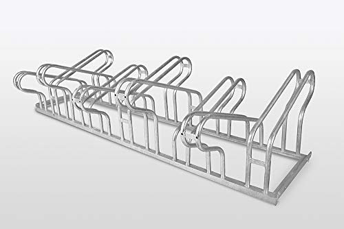 Fahrradständer Reihenparker TOP mit 10 Stellplätzen - zweiseitig - verschweißte Variante - Edelstahl - Reifenbreite: 55 mm - Radabstand: 350 mm