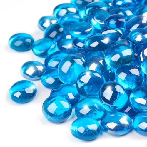 GASPRO Reflektierendes Feuerglas, 1,3 cm hoch, gehärtetes Feuerglas 10-Pounds Caribbean Blue Luster