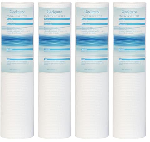 Geekpure Cartuccia filtrante di ricambio per sedimenti in polipropilene - 2,5 x 10 pollici, 5 micron, confezione da 4
