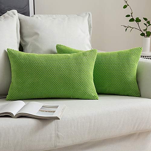 MIULEE 2er Set Kissenbezüge Dekokissen Körnig Dekorativ Kissenbezug Kissenhülle Sofakissen Deko Bezug Weich Zierkissen Kissen für Wohnzimmer Schlafzimmer 30x50cm Apfelgrün