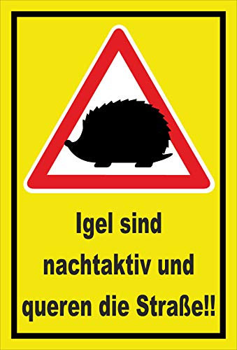 Melis-Folienwerkstatt Schild Igel queren die Straße - 30x20cm - Bohrlöcher - 3mm Aluverbund – 20 VAR S00359-120-C