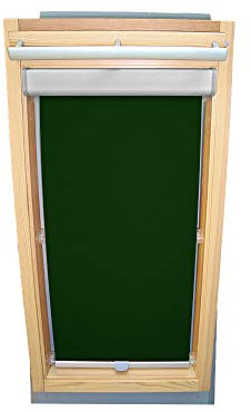 Rollo für VELUX Dachfenster Abdunkelungsrollo Komfort Premium für TYP GGL/GPL/GGU/GPU - MK04 - Farbe dunkelgrün - mit BLENDE und Haltekrallen - KLICK Montage