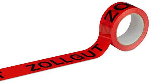 Warnband Klebeband Packband Zollgut 1 Rolle rot mit schwarzem Druck - 50 mm breit x 66 m lang