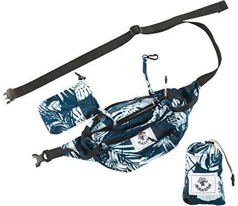 4Monster 2L Gürteltasche Wasserabweisend, Tragbare Bauchtasche Ultraleicht, Portable Hüfttasche für Damen Herren Outdoor Sport Reise Wandern (Blume Blau, 2L)