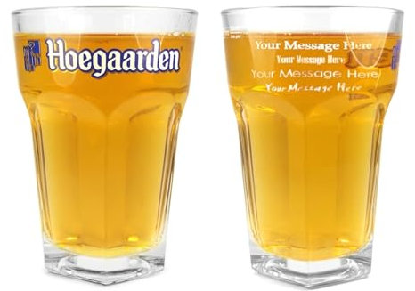 Hoegaarden Bicchiere da birra belga con incisione bionda sottile, 25 cl, personalizzabile