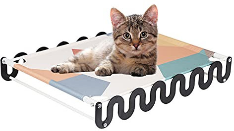 PJDDP Erhöhtes Hundebett Katzenbett Haustierbett, Katze Hängematte Hundezwinger Welpen Kätzchen Feldbett,Waschbarer Sommer Kühles Hundebett Für Kleine Hunde/Katzen,Schwarz