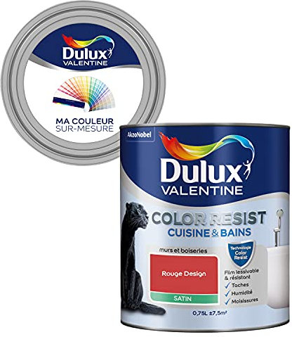 Ma Couleur Sur-Mesure par Dulux Valentine – Peinture Intérieure Murs, Plafonds, Boiseries - Palette expressive, Cuisine & Bain Satin, Rouge Design , 0,75 L