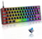 LEAVEN T60 - Mini tastiera gaming meccanica 60% Compact rgb led retroilluminata light up QWERTY - switch blu Typ c Ergonomico piccola Anti-ghosting, per PC Computer Laptop Mac- Nero
