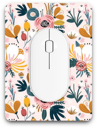 Atufsuat Small Mouse Pad, Mini Mouse Pad 6 x 8 Inch, Thick Rubber Waterproof Mouse Mat, Cute Floral Mousepad for Women Kids Wireless Mouse Mini Laptops Keyboard Tray Home Office Travel, Pink Flowers