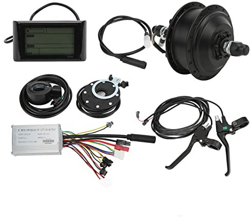 TOPINCN Kit de Moteur de moyeu de vélo électrique, kit de Moteur de moyeu de Roue arrière 25-28 km/h connecteur électrique de véhicule étanche avec usinage précis de contrôle 15A