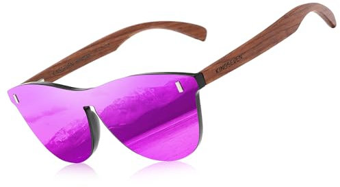 KINGSEVEN Bubinga Polarisierte Sonnenbrille Retro Vintage Stilvolles Design für Herren Damen, Verspiegelte Gläser B5510 (Purple)