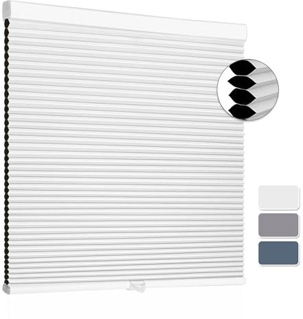 Cellular Shades Verdunkelungsrollo, Lamellenvorhang, Sonnenrollo, schnurlos, Wabenfensterblenden für Schlafzimmer, Jalousien für Fenster und Tür, Zuhause und Büro, Weiß, 73,7 cm B x 162,6 cm H